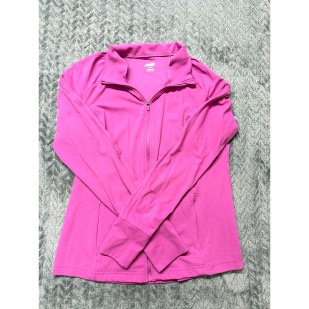 Avia Womens Pink Full Zip Activewear Jacket Thumbholes Size L 12-14 Magenta 0599